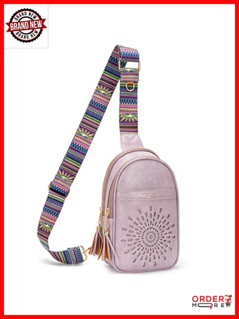 Vegan Leather Small Sling Bag Fanny Pack Crossbody Purse with Adjustable Strap